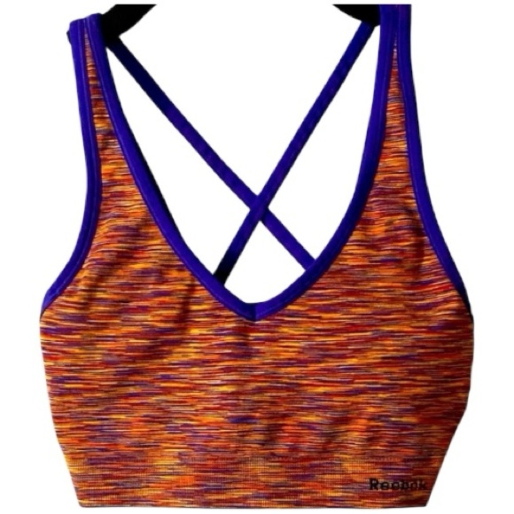 REEBOK Bra, Sports Bra, Performance wear, Sz S, Strappy, Multicolor, Stretchy